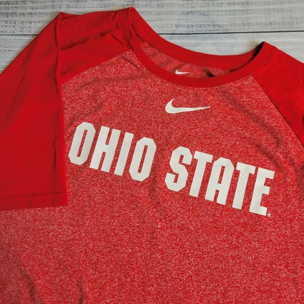 Nike Tee Dri Fit Ohio State Buckeyes Short Sleeve Shirt Mens XL Two Tone Red‎